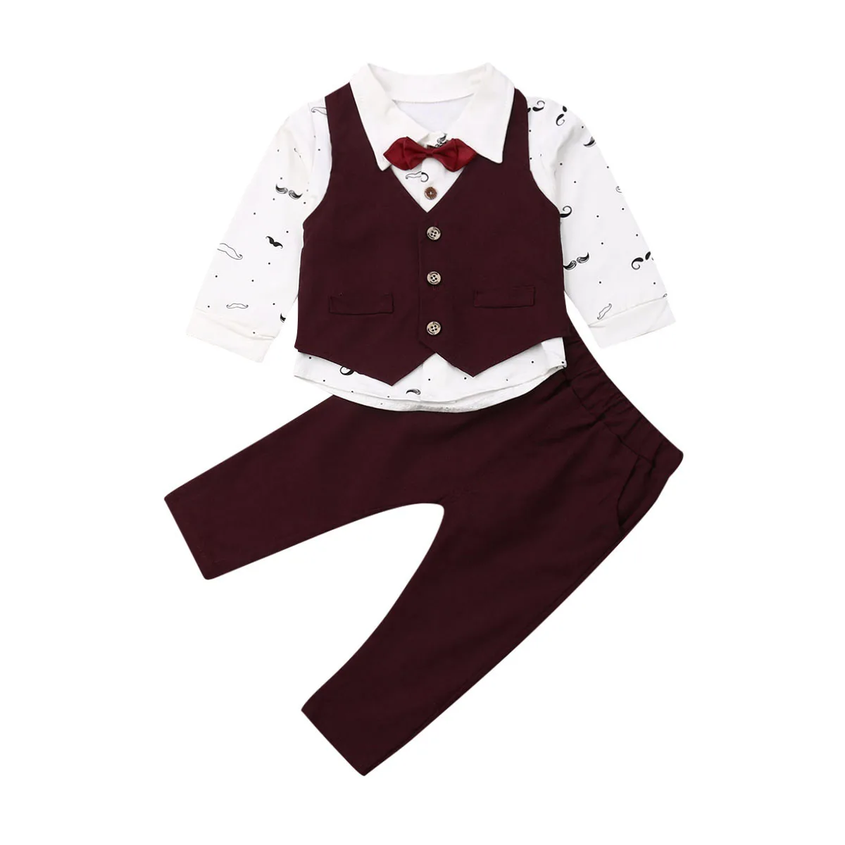 

Newborn Infant Kid Baby Boy Long Sleeve Tops T-shirt Pants Wedding Formal Party Outfits Clothes Sets