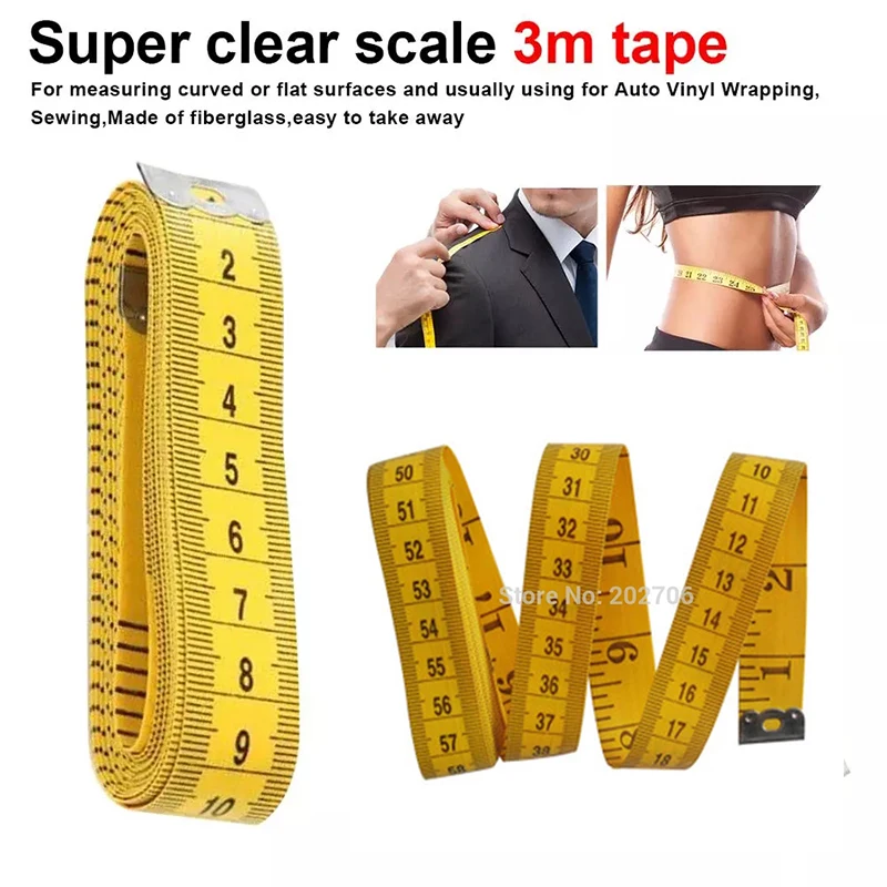 Bopfimer Soft 3Meter 300CM Sewing Tailor Tape Body Measuring Measure Ruler Dressmaking 