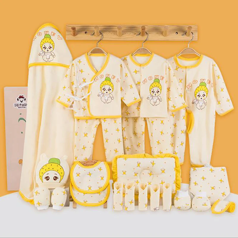 От 0 до 3 месяцев, комплект для малыша Одежда для младенцев 18 шт./компл. рубашка с длинными рукавами и штанами для новорожденных, одежда для девочек с рисунками зверей из мультфильмов для подарка YKQ013