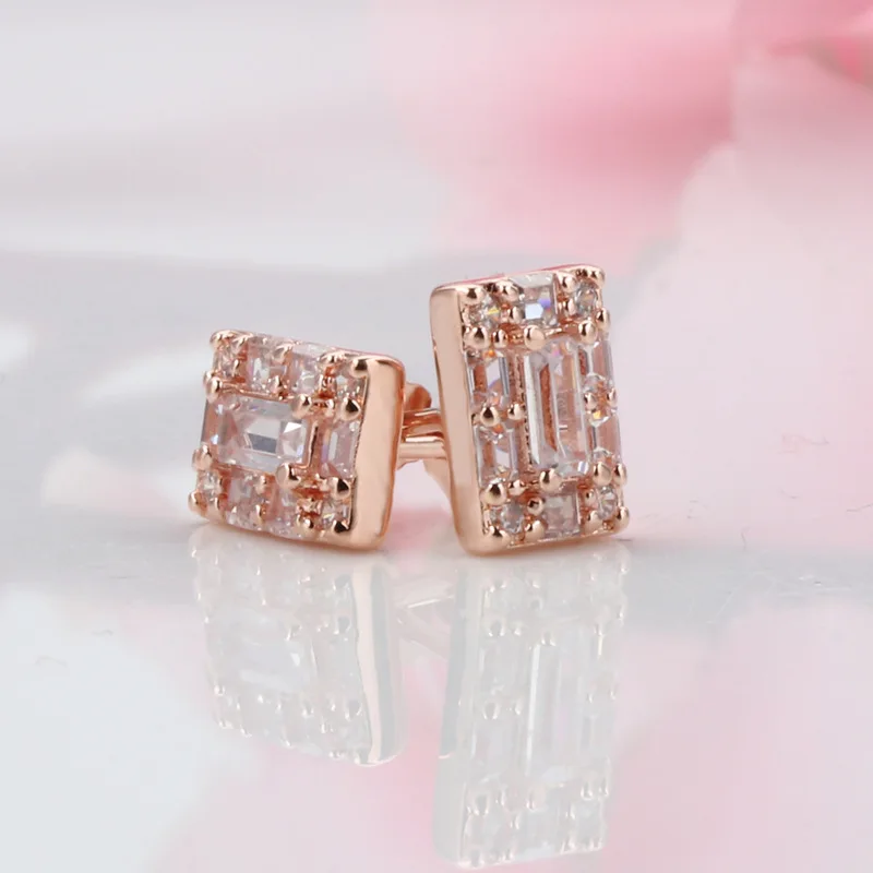 

Original S925 Sterling Silver Pan Earrings Creative Rose Gold Crystal Icicle Earrings For Wedding Gift Fashion Jewelry