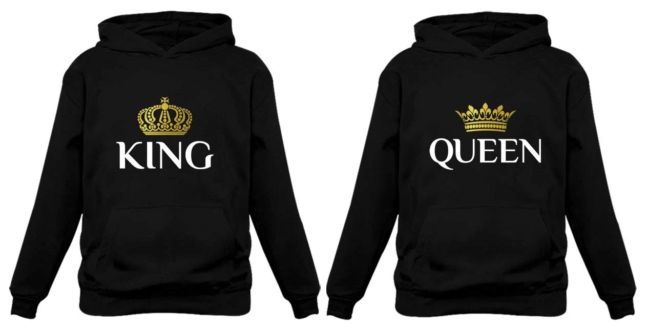 Sudadera con capucha de KING & QUEEN para parejas, conjunto de Sudadera con capucha a juego, regalo del de San Valentín, His & her|Sudaderas con capucha y sudaderas| - AliExpress