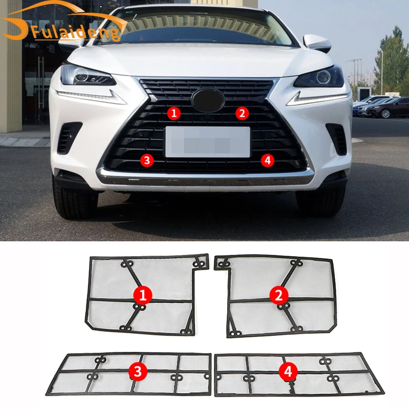 4 шт. для Lexus NX300 NX200 NX300h 2018-2021 Автомобильная передняя решетка из нержавеющей стали