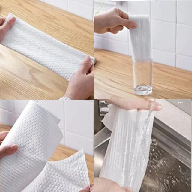 50pcs/Roll Absorbent Kitchen Paper Towels, Eco Friendly Washable Household Cleaning Cloths Food Oil Absorbing Papers Dish Rag 5