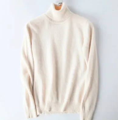 Зимний женский свитер с высоким воротником, свободный свитер с высоким отворотом, свитер с высоким воротником, норковый кашемировый свитер JN930 - Цвет: white