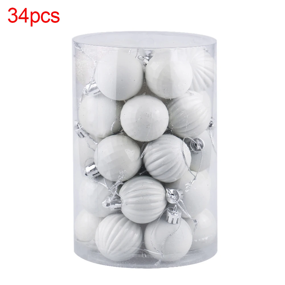 34Pcs Plated Christmas Ball Hanging Bauble Xmas Tree Ornament Home Party Decor
