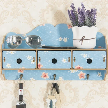 

Simple Wooden Wall Wall-Mounted Storage Box Bedroom Living Room Door Rear Hook Cloakroom Shelf Perforated Partitions Save Space