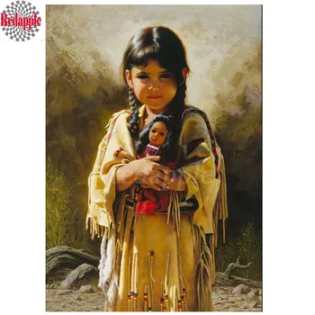 

5D DIY Diamond Painting Indian girl Full Diamond Embroidery icon Diamond Mosaic Native Picture Of Rhinestone Decoration Painting