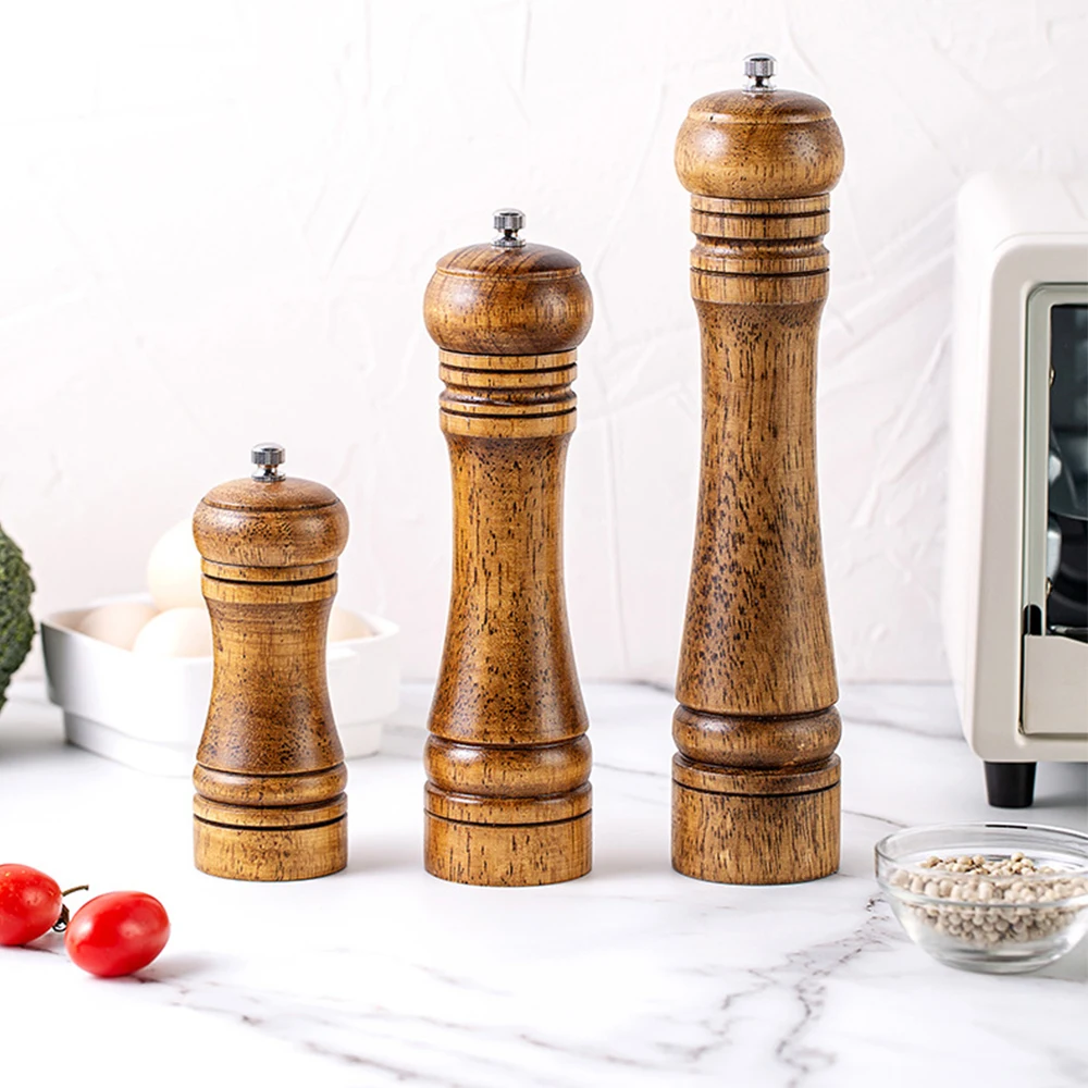 

Manual Pepper Grinder Oak Wood Salt And Pepper Mill Multi-purpose Cruet Kitchen Tool With Ceramic Grinder Kitchen Tools #