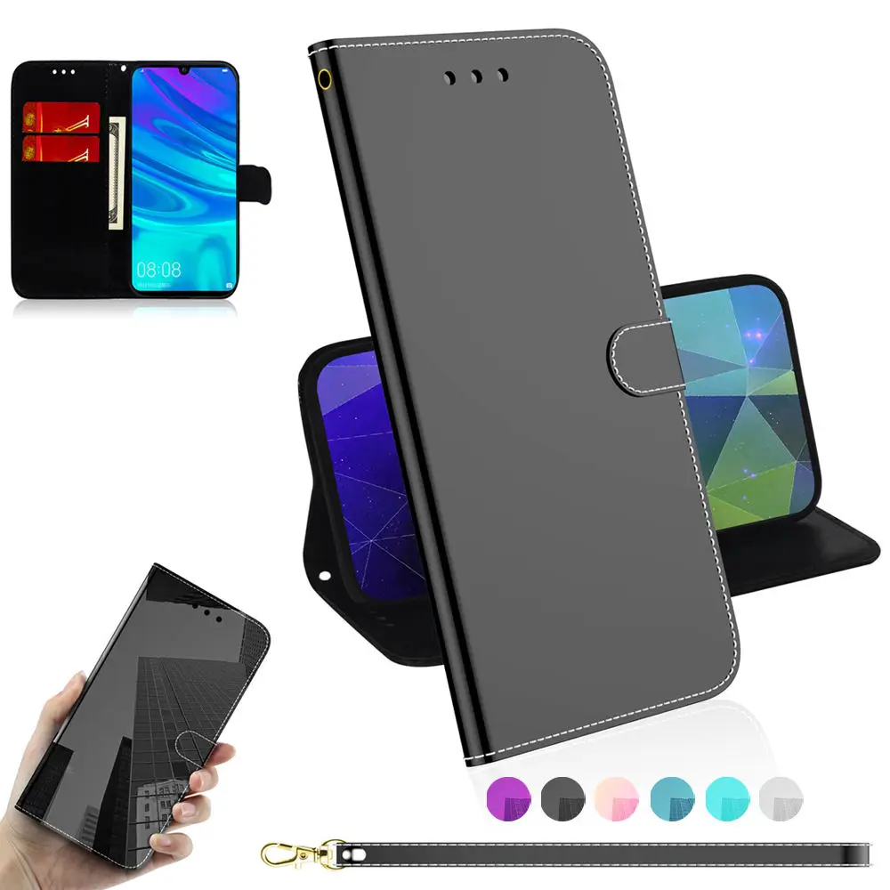 Блестящий зеркальный кожаный чехол p smart + 2019 для Huawei P Smart Plus откидной