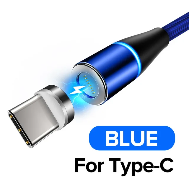 Магнитный USB Micro кабель для iPhone 11 Pro Max провод для быстрой зарядки usb type C type-C Магнитный кабель для мобильного телефона samsung 3.0A - Цвет: Blue Type C Cable