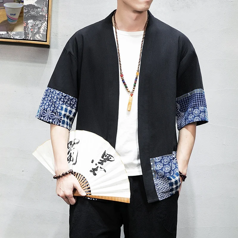 Men's kimono Japanese yukata men male vintage clothing Japanese kimono man shirt streetwear haori cosplay asian clothes 11305