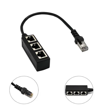 

3 Port Ethernet Switch RJ45 Y Splitter Adapter Cable CAT 5/CAT 6 LAN Gold-plated Core Extension Cord
