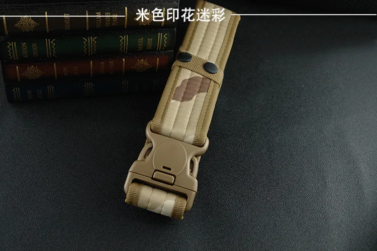 Beige camouflage Армейский Стиль военные ремни быстросъемный тактический ремень модный мужской холщовый Пояс для охоты 5 цветов 130 см - Цвет: Beige camouflage