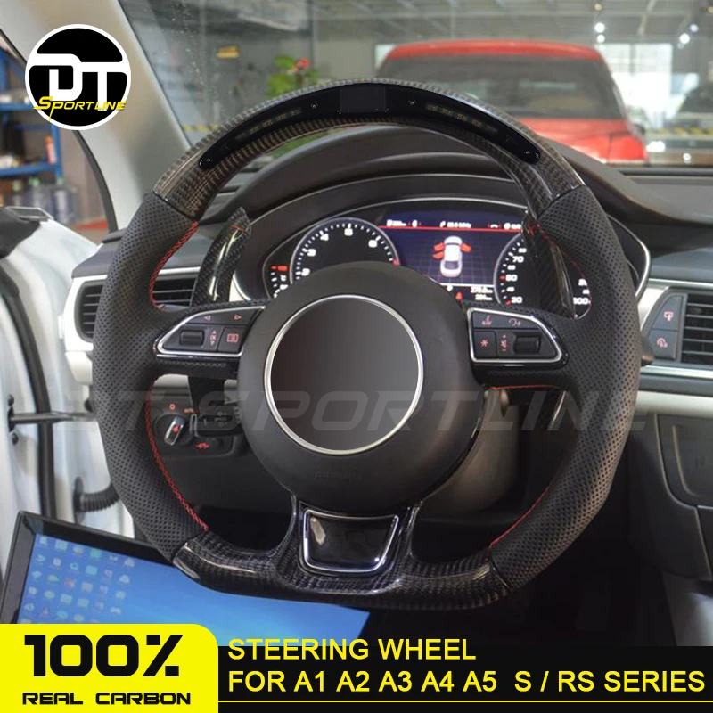 LED Rennen display Lenkrad für Audi A4 A6 Q3 Q5 Q7 S3 S4 S5 S6 S7 RS S  linie hand aus kohlenstoff faser schaltwippen volante|Steering Wheels &  Horns| - AliExpress