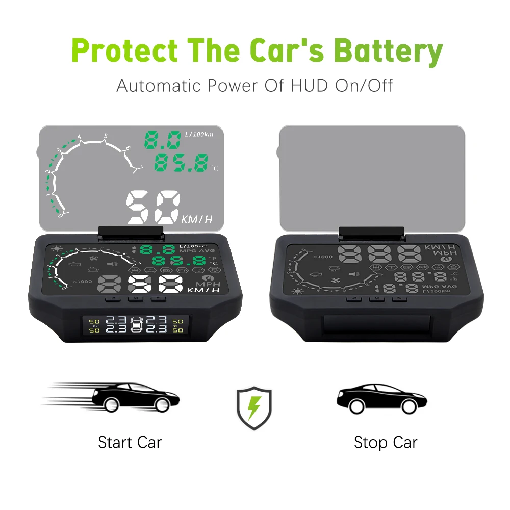 HA-X30 дисплей HUD+ TPMS Автомобильная электроника измеритель скорости OBD OBD2 HUD Дисплей автомобильный проектор скорости цифровой бортовой компьютер