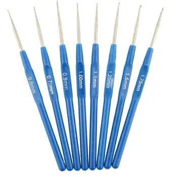 

8PCS Knitting Hooks Crochet Needlework Needles Skincare Knit Knitting Needles Craft Tools Sewing Blue 0.6mm-1.75mm Kit