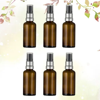 

6Pcs High-End Emulsion Bottle Press Pump Bottle Glass Subpackaging Bottle Refillable Bottle Brown (5ml)