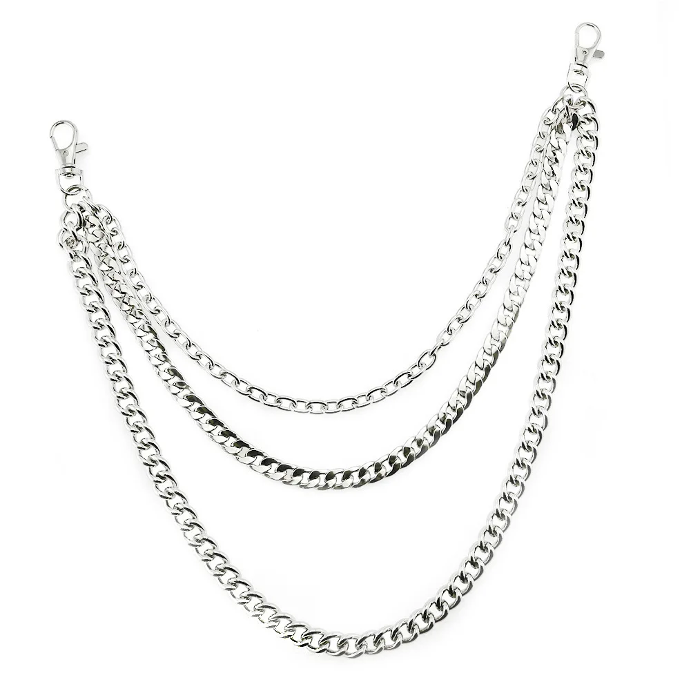 

Punk Locomotive Non-Mainstream Three Layer Chain Hip Hop Performance Phants Zipper Waist Lanyard Wallet Jeans Necklace Accessori