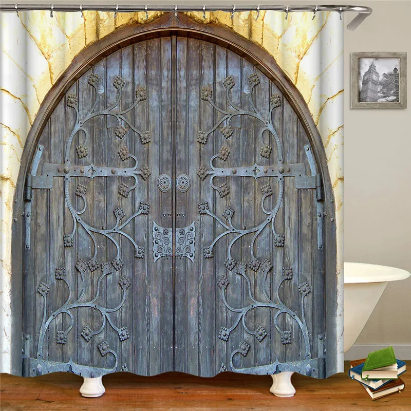 

Vintage Door Decoration Landscape Waterproof Shower Curtain Bathroom Decoration High Quality Bathroom Curtains Mildew proof Bath