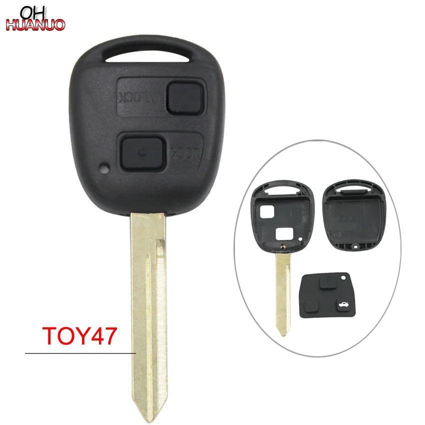 Распродажа! 2 кнопки дистанционного ключа оболочки для Toyota YARIS HIACE COROLLA AVENSIS CAMRY чехол для ключей брелок лезвие TOY47 с резиной