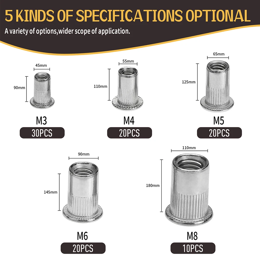 50-Pack 10-24 Aluminum Rivet Nuts (Nutserts) - NOT Made In China - HNR1024AL