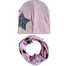 Детский набор из шапки и шарфа, хлопок, принт со звездой, шапка и шарф, набор для детей, для маленьких мальчиков и девочек, детская шапка s Beanie cachecol infantil