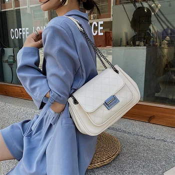 

hand bags women 2020 Simple PU leather solid large capacity women's chain Shoulder Messenger Bag bags for women sac a main