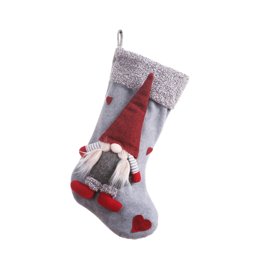 Рождественские носки Kerstsok Navidad, новогодние подарки, рождественские украшения, безликая кукла, рождественские носки, мешок конфет, Подарочный пакет#45 - Цвет: as the photo show