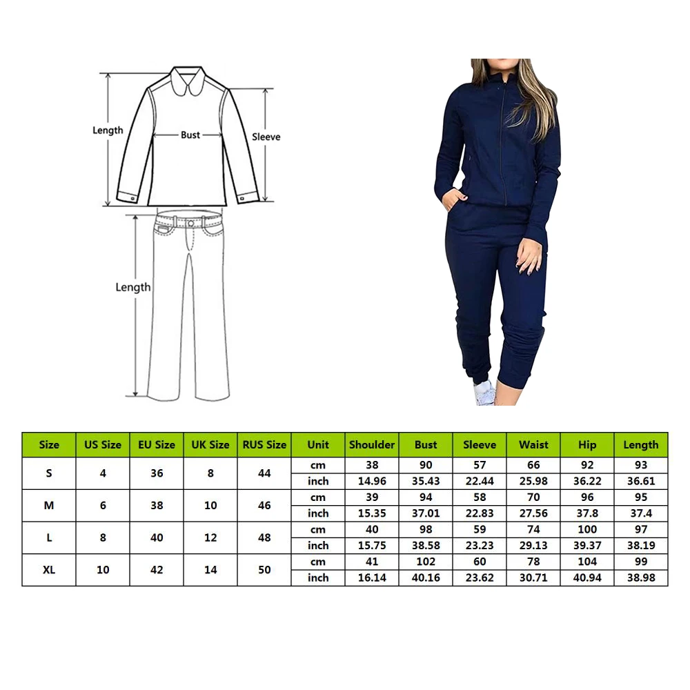 WENYUJH женский модный однотонный костюм, женский спортивный костюм, комплект из 2 предметов, куртка с длинным рукавом и штаны с эластичной резинкой на талии, костюмы