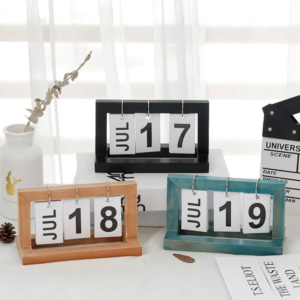 Офисный Деревянный винтажный домашний календарь, настольный декоративный деревенский орнамент, сделай сам, флип ежедневник, настольный планировщик, календарь