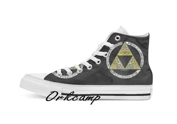 

Zelda Triforce circle Custom Casual High Top lace-up Canvas shoes sneakers Drop shipping