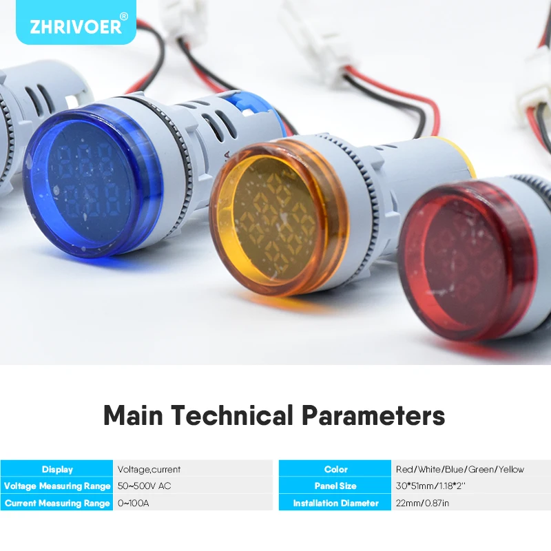 

Double Display Digital Voltage Amperometer 22MM AD16-22DSV type AC60-500V Mini Voltage Meter LED Voltmeter Indicator Light Lamp