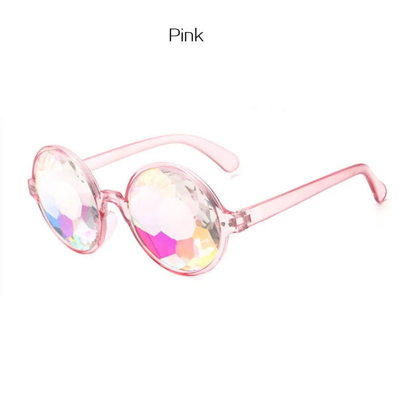 Калейдоскоп голографические очки круглые рейв Featival украшения вечерние солнцезащитные очки для танцев ночного клуба камуфляжные психоделические очки - Цвет линз: Розовый