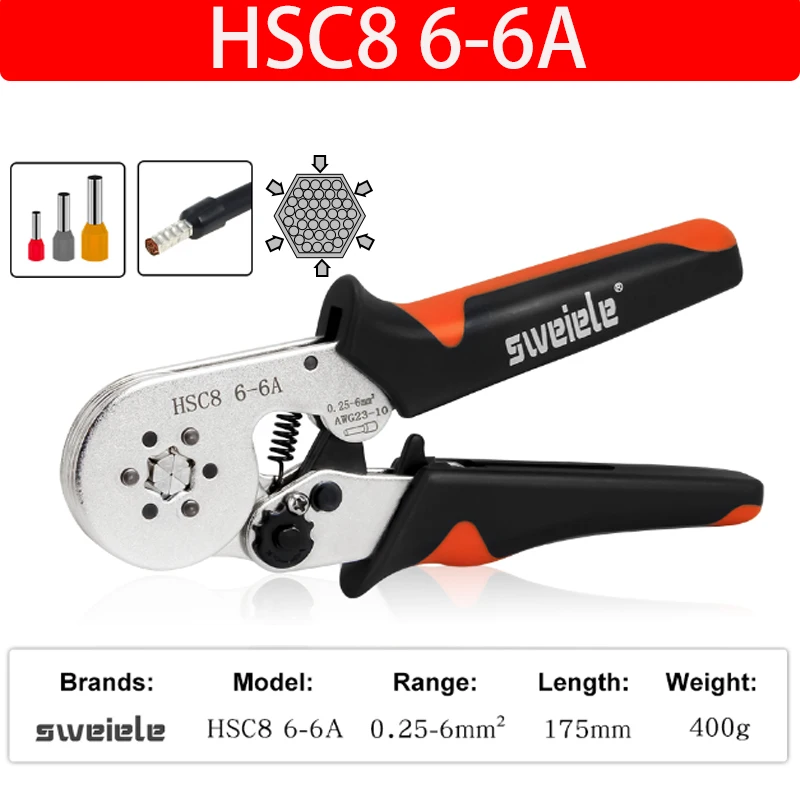 Tubular Terminal Crimping Tool Crimping Pliers   HSC8 6-4A 0.25-10mm²/6-6A 0.25-6mm²  Hand Tool Mini Wire Ferrule Fixture Kit woodriver planes Hand Tools