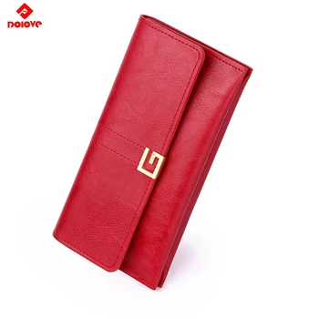 

DOLOVE Leather Women Wallets Coin Pocket Hasp Card Holder Money Bags Casual Long Ladies Clutch Phone Wallet Women Purse