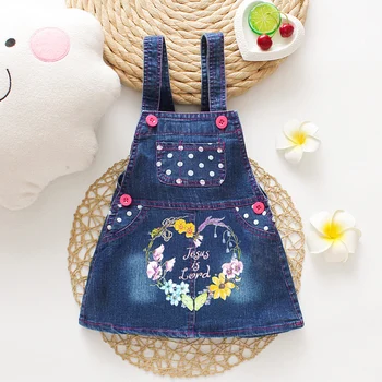 

DIIMUU Baby Girls Sundress Denim Skirts Summer Kids Clothing Casual Princess Flowers Printing Shorts Skirts Fit 1-3 Years