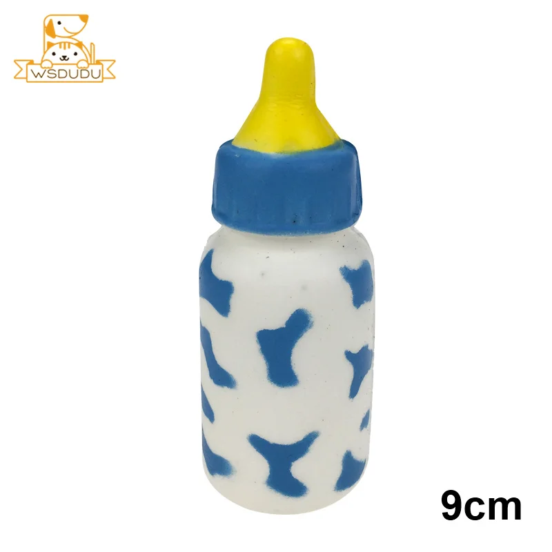 milk bottle Blue Милый мультфильм Мягкое Животное Squeeze медленно поднимающаяся большая панда какашка кролик Мопс Собака Фрукты Бутылка для взрослых Анти Стресс мягкие игрушки подарки - Цвет: milk bottle Blue