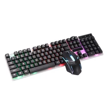 Игровая клавиатура светодиодный подсветкой игровая клавиатура и Мышь комплект проводной 2,4G Клавиатура геймер клавиатура с подсветкой гей...