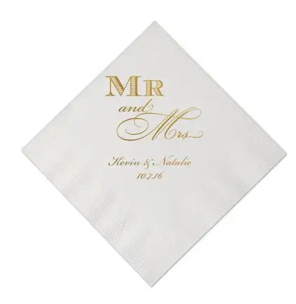 Персонализированные золотые/серебряные печатные салфетки Mr& Mrs имя помолвки вечерние на заказ бар бумажные салфетки на заказ свадебные салфетки 100 шт - Цвет: Type 18