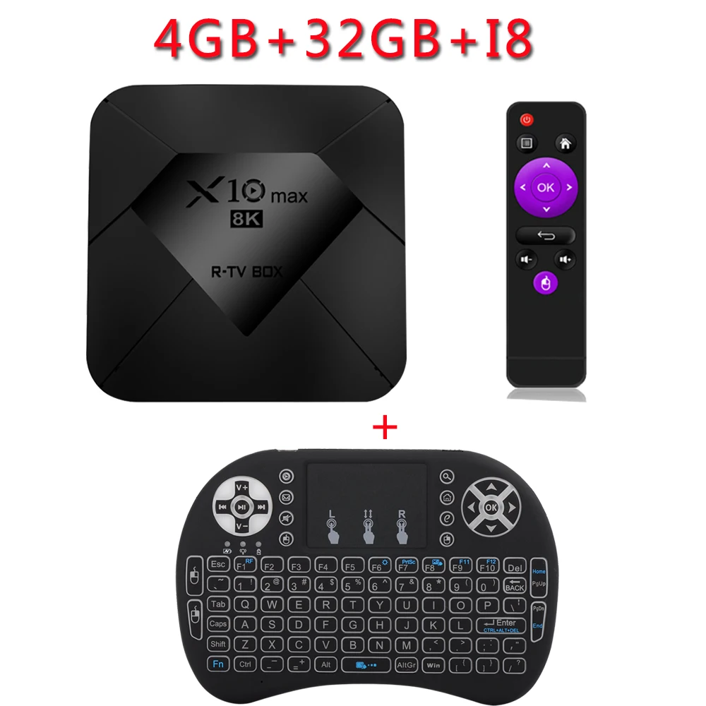 XGODY X10 Max Android ТВ Медиаплеер коробка 4 Гб 64 Гб четырехъядерный WiFi ТВ приемник стример Bluetooth телеприставка - Цвет: 4  32  I8