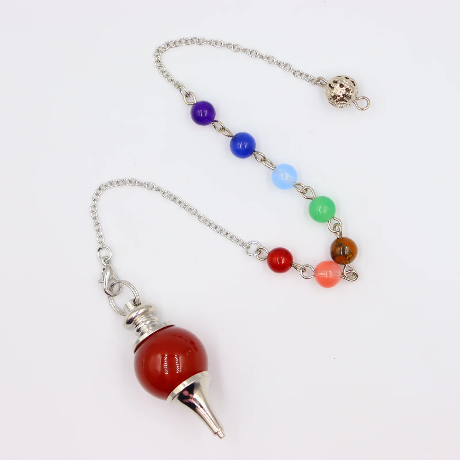 Chakra Reiki Healing Pendulums Charms Natural Stones Amethyst Rose Quartz  Pendant Yoga Energy Stone Decoration