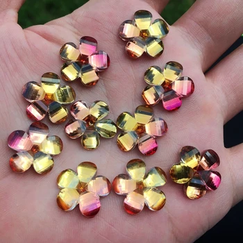 

16mm Rainbow Flowers Resin rhinestone applique Flatback stones and crystals Buttons For Craft Garment DIY 15pcs -HY771