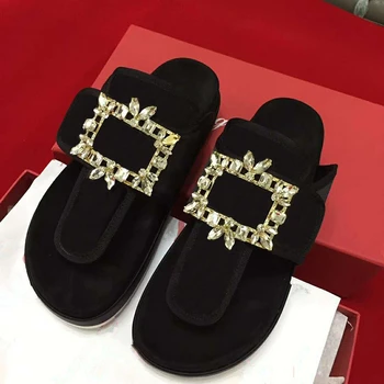 

Women Slippers Crystal Bling Slides Roman Shoes Summer Flat Sandals Casual Beach Slippers Women Indoor Outdoor Shoes Pink