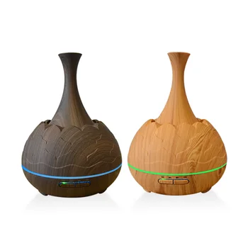 

KBAYBO 400ml Ultrasonic Air Humidifier Aroma Essential Oil Diffuser with Wood Grain 7 Color Changing LED Lights for Office Home
