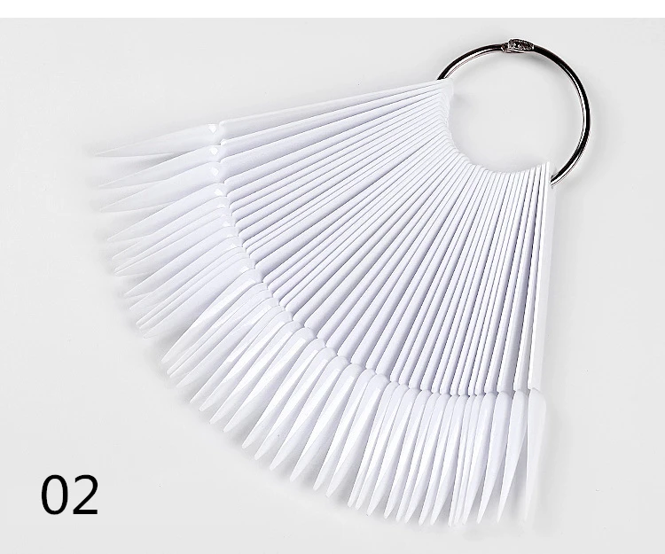 40pcs/bag Nail Art Display Color Plate Pointed Iron Ring Sector Color Card Fake Nails Pointed Nail Practice Manicure Art Tools