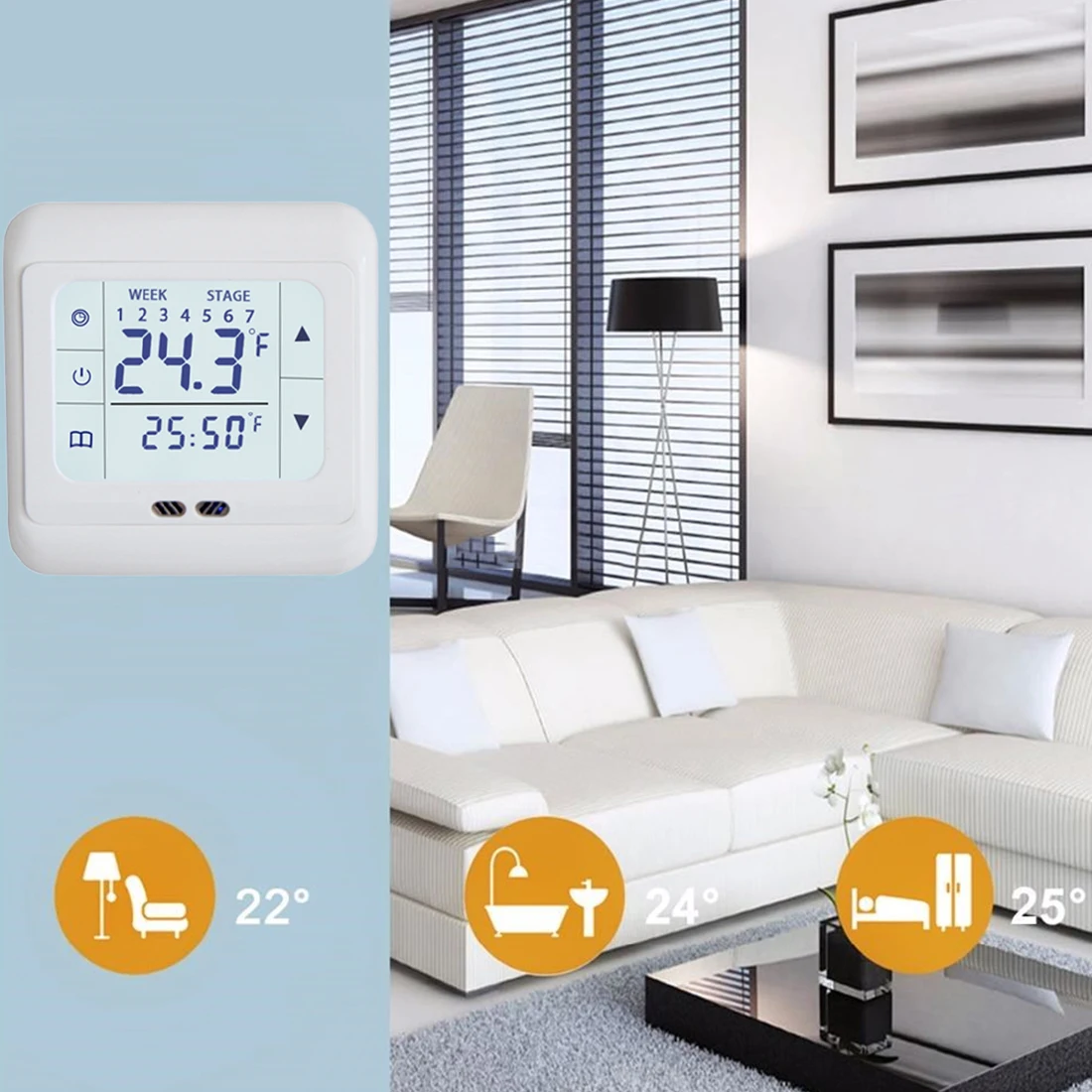

Touch Screen Floor Heating LCD Digital Thermostat Room for Warm Floor Electric Heating System Temperature Controller