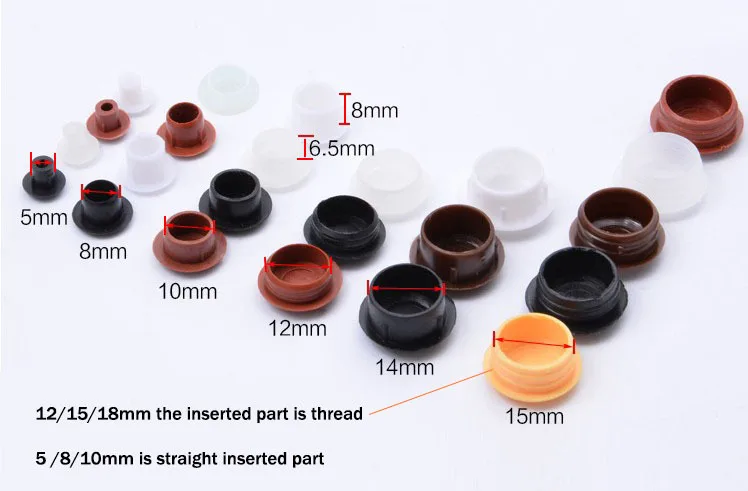 50 Plug Hole Cover 10mm IROX Brown Plastic Head 14mm Cap Hole Cover