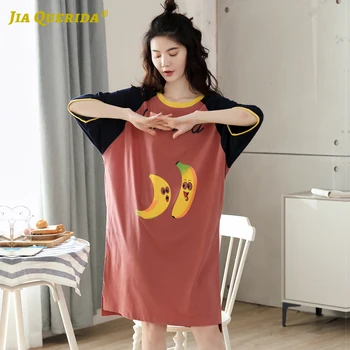 

Printing Soft New Woman Clothes Patchwork Homedress Sleep Shirt Long Shirt Fashion Casual Style Night Gown Crew Neck Summer