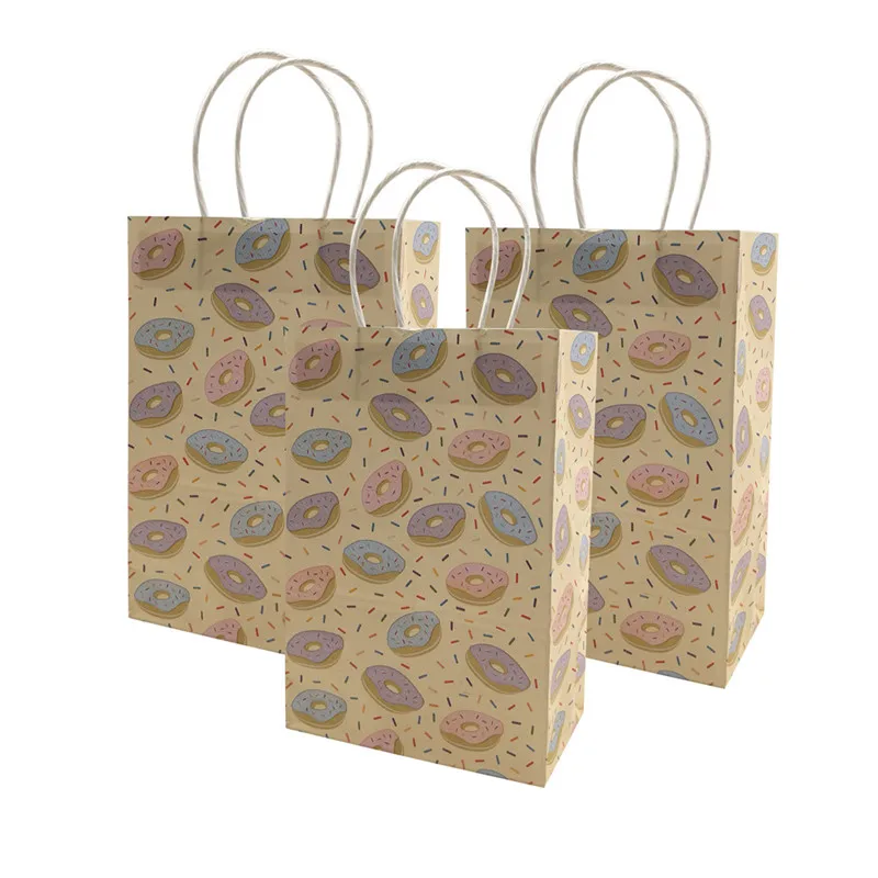 Chicinlife 5 шт пончики крафт-бумажные пакеты с ручками бумажный пакет декор для дня рождения пончики вечерние подарочные сумки для конфет Свадебные принадлежности