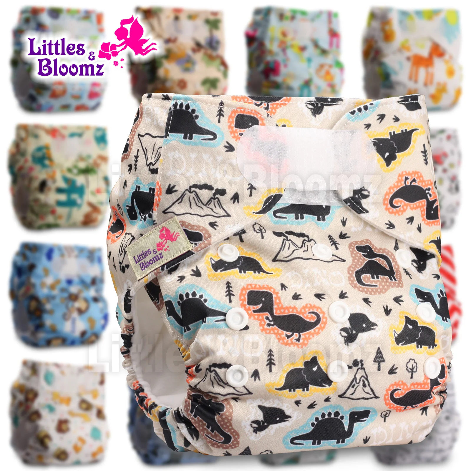 [Littles & Bloomz] lavables para bebés tela Real reutilizable envoltura de cubierta de pañales de bolsillo con gancho estándar, trajes de nacimiento a orinal